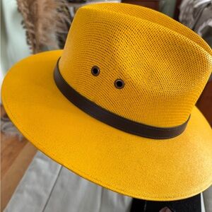 Tiara Bright Yellow Hat with Dark Brown Band